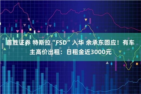 首胜证券 特斯拉“FSD”入华 余承东回应！有车主高价出租：日租金近3000元