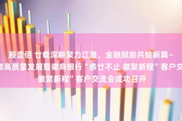 股壹佰 廿载深耕聚力江淮，金融赋能共绘新篇——金融赋能安徽高质量发展暨徽商银行“感廿不止 徽聚新程”客户交流会成功召开